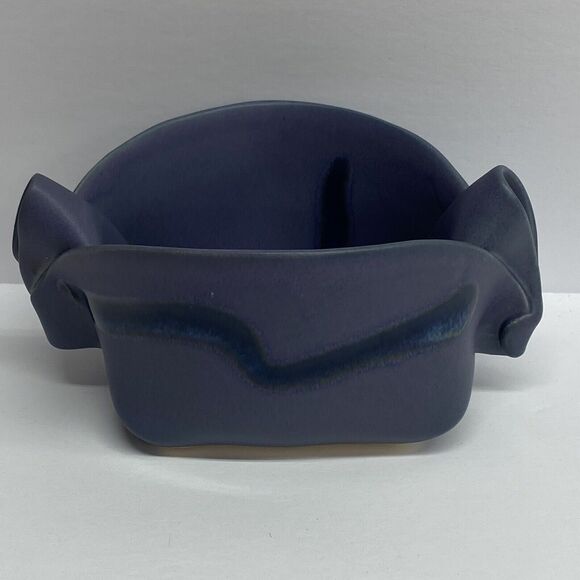 Hilborn Pottery Pinch Pot Vessel Periwinkle Purple Blue Signed Hand Crafted - Picture 4 of 12